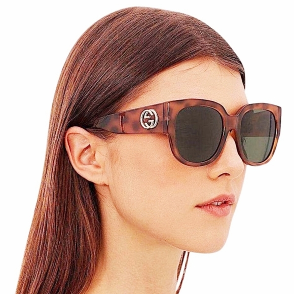 π₯SOLDπ₯πHPπGucci Avana Green 55mm Cat Eye Sunglasses - Picture 2 of 12